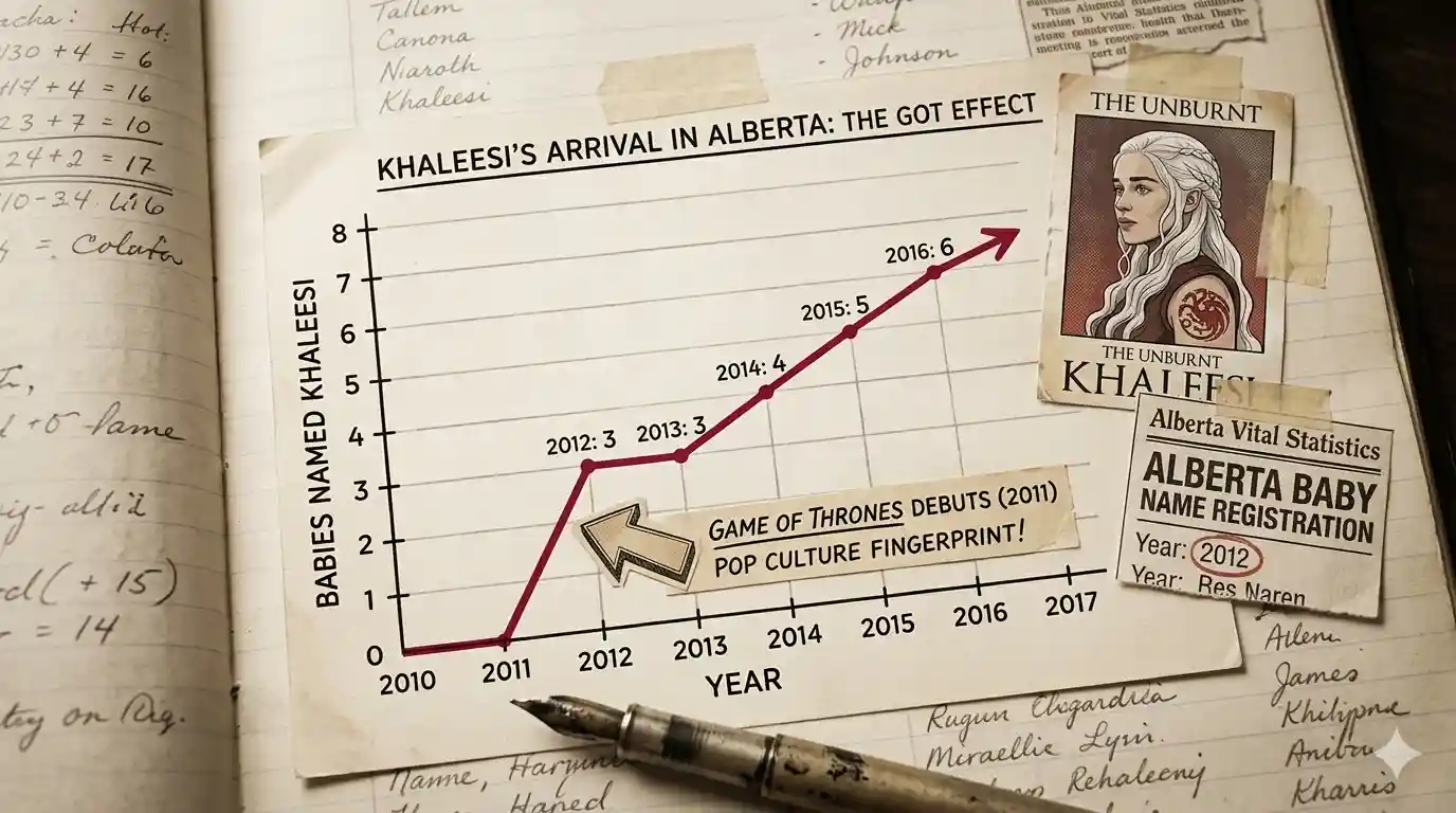 Khaleesi name usage appearing in Alberta after Game of Thrones.
