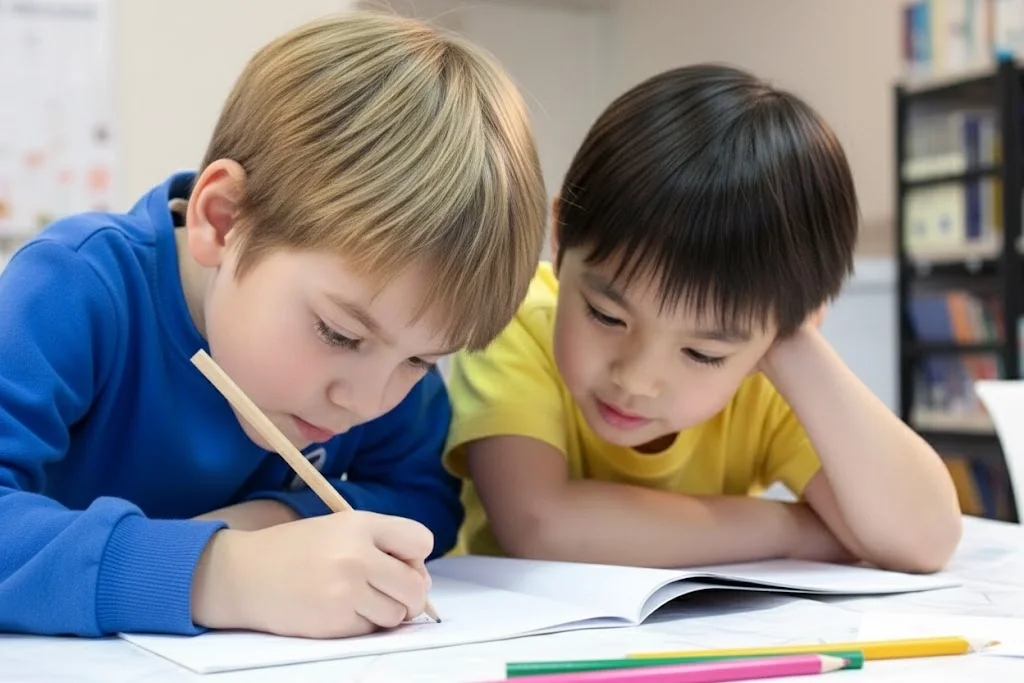 Children studying together in a Calgary classroom