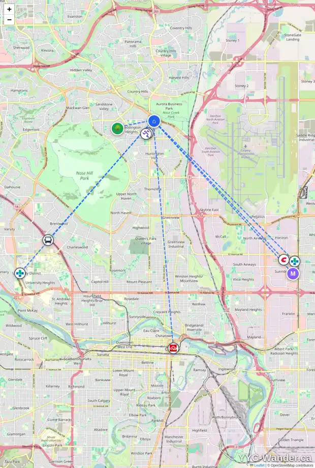 Daily accessibility map for 236 BEDDINGTON CI NE, Calgary showing nearby schools, grocery stores, parks, LRT stations and nearby amenities