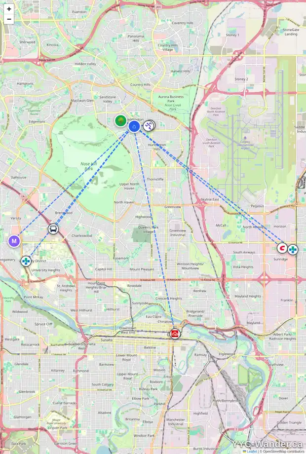 Daily accessibility map for 138 BERKLEY WY NW, Calgary showing nearby schools, grocery stores, parks, LRT stations and nearby amenities