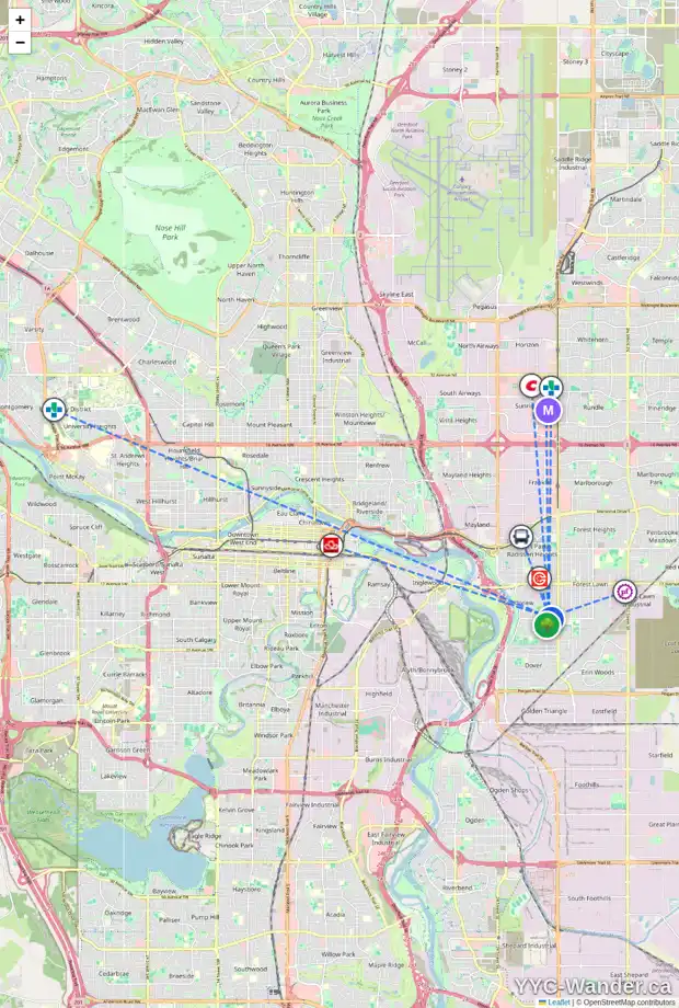 Daily accessibility map for 2533 SABLE DR SE, Calgary showing nearby schools, grocery stores, parks, LRT stations and nearby amenities
