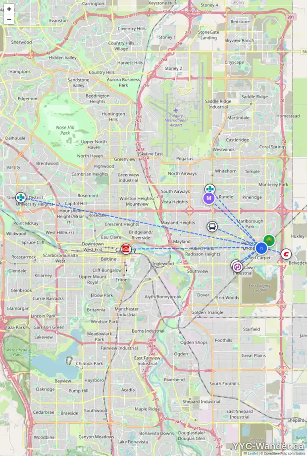 Daily accessibility map for 739 PENBROOKE RD SE, Calgary showing nearby schools, grocery stores, parks, LRT stations and nearby amenities