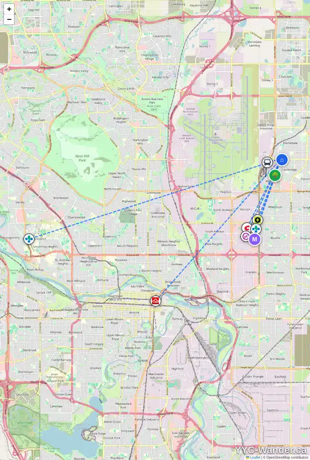 Daily accessibility map for 84 MARTINGLEN WY NE, Calgary showing nearby schools, grocery stores, parks, LRT stations and nearby amenities