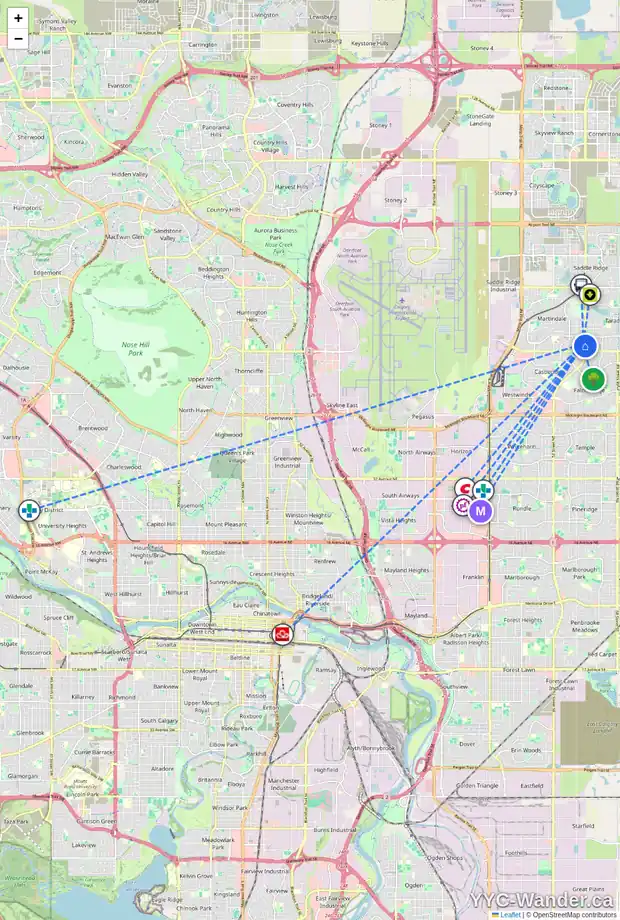 Daily accessibility map for 6087 MARTINGROVE RD NE, Calgary showing nearby schools, grocery stores, parks, LRT stations and nearby amenities