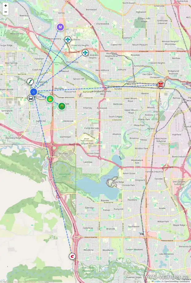 Daily accessibility map for 178 CHRISTIE KNOLL HT SW, Calgary showing nearby schools, grocery stores, parks, LRT stations and nearby amenities