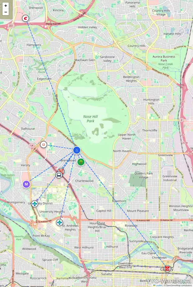Daily accessibility map for 2948 CONRAD DR NW, Calgary showing nearby schools, grocery stores, parks, LRT stations and nearby amenities