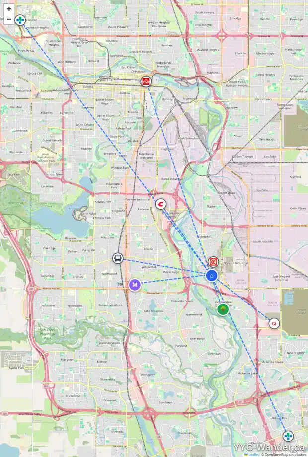 Daily accessibility map for 137 DOUGLAS GLEN GD SE, Calgary showing nearby schools, grocery stores, parks, LRT stations and nearby amenities