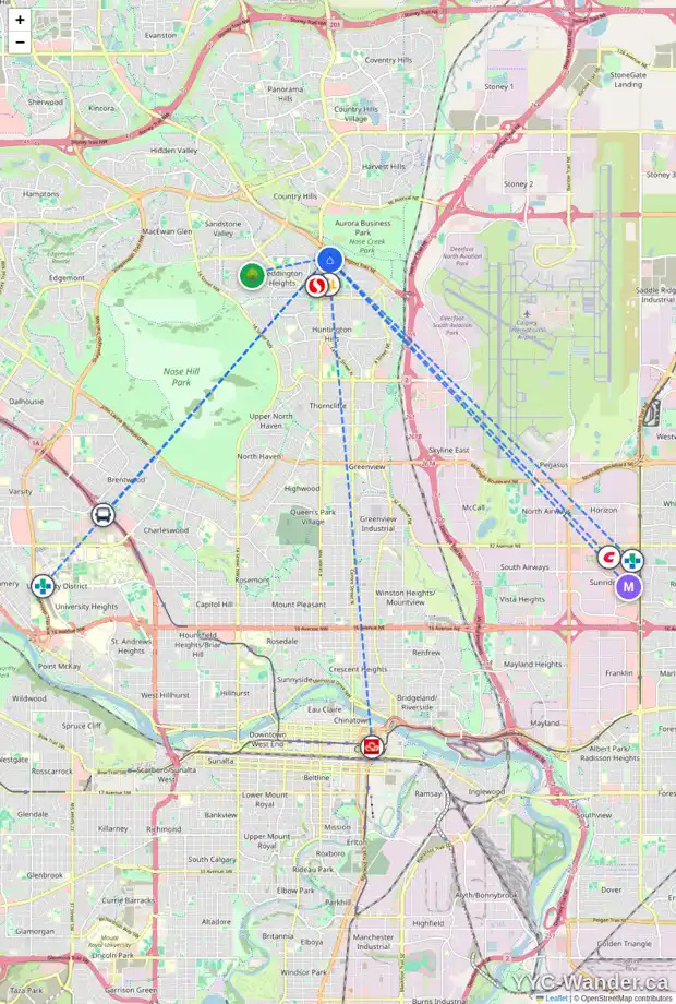 Daily accessibility map for 240 BEDDINGTON CI NE, Calgary showing nearby schools, grocery stores, parks, LRT stations and nearby amenities