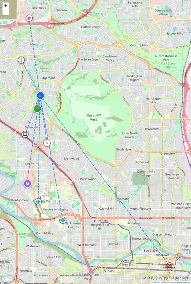 Daily accessibility map for 3967 EDENSTONE RD NW, Calgary showing nearby schools, grocery stores, parks, LRT stations and nearby amenities