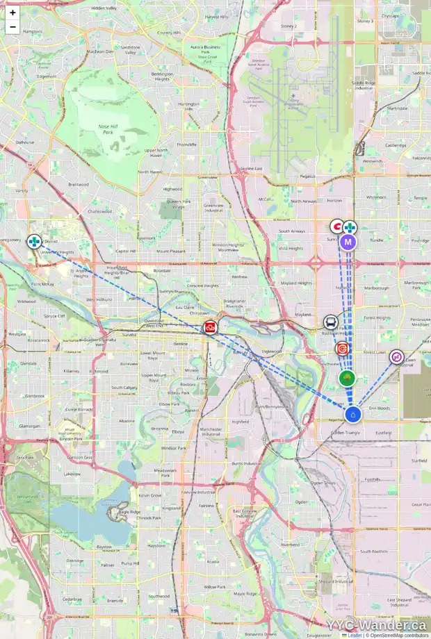 Daily accessibility map for 308 DOVERVIEW CR SE, Calgary showing nearby schools, grocery stores, parks, LRT stations and nearby amenities