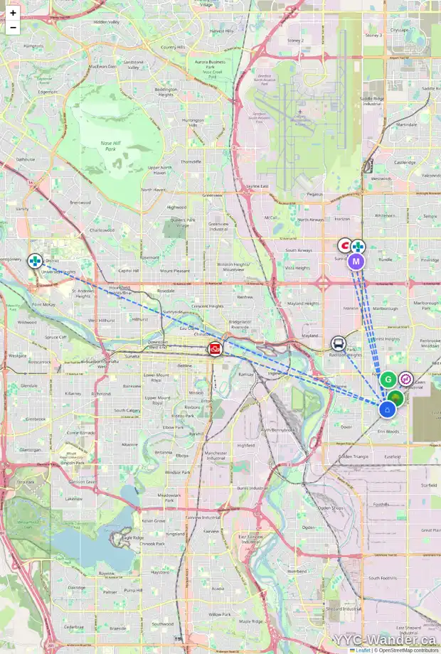 Daily accessibility map for 3046 DOVERVILLE CR SE, Calgary showing nearby schools, grocery stores, parks, LRT stations and nearby amenities
