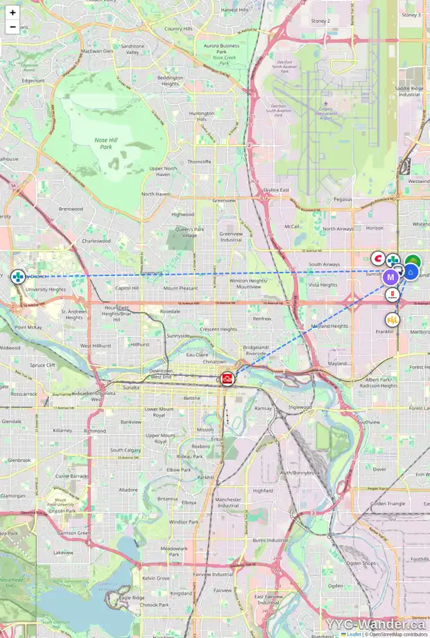 Daily accessibility map for 428 RUNDLELAWN WY NE, Calgary showing nearby schools, grocery stores, parks, LRT stations and nearby amenities