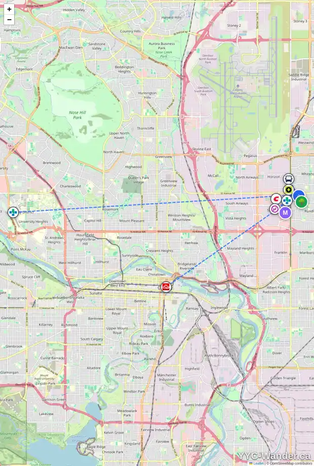 Daily accessibility map for 34 RUNDLELAWN CL NE, Calgary showing nearby schools, grocery stores, parks, LRT stations and nearby amenities
