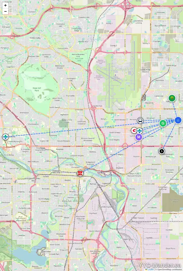 Daily accessibility map for 11 TEMPLESON WY NE, Calgary showing nearby schools, grocery stores, parks, LRT stations and nearby amenities