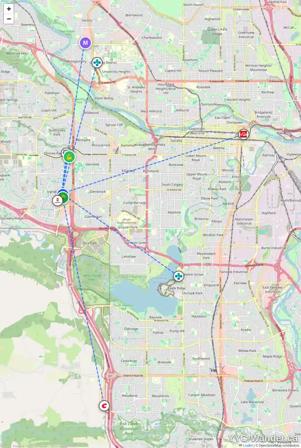 Daily accessibility map for 2953 SIGNAL HILL DR SW, Calgary showing nearby schools, grocery stores, parks, LRT stations and nearby amenities