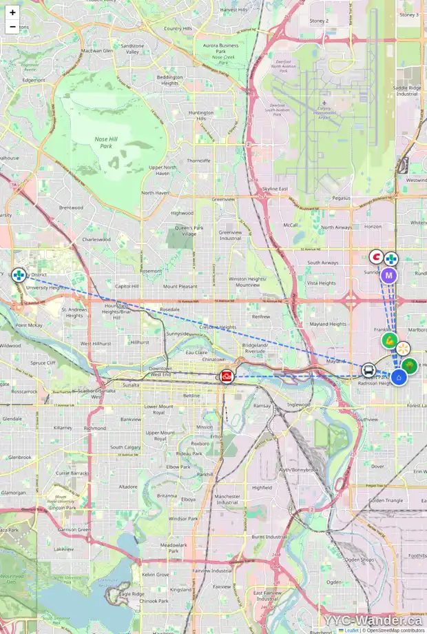Daily accessibility map for 53A FONDA GR SE, Calgary showing nearby schools, grocery stores, parks, LRT stations and nearby amenities