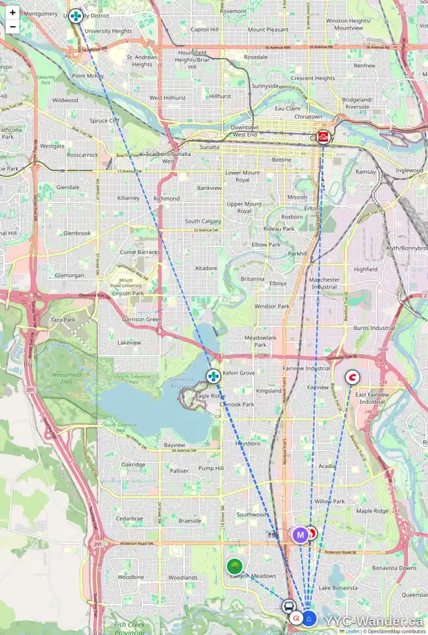 Daily accessibility map for 40 LAKE SIMCOE GR SE, Calgary showing nearby schools, grocery stores, parks, LRT stations and nearby amenities