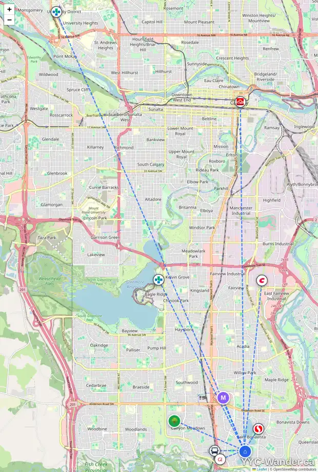 Daily accessibility map for 807 LAKE PLACID DR SE, Calgary showing nearby schools, grocery stores, parks, LRT stations and nearby amenities