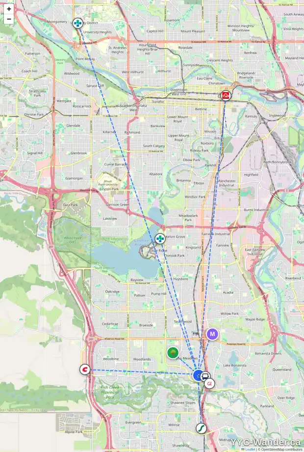 Daily accessibility map for 760 130 AV SW, Calgary showing nearby schools, grocery stores, parks, LRT stations and nearby amenities