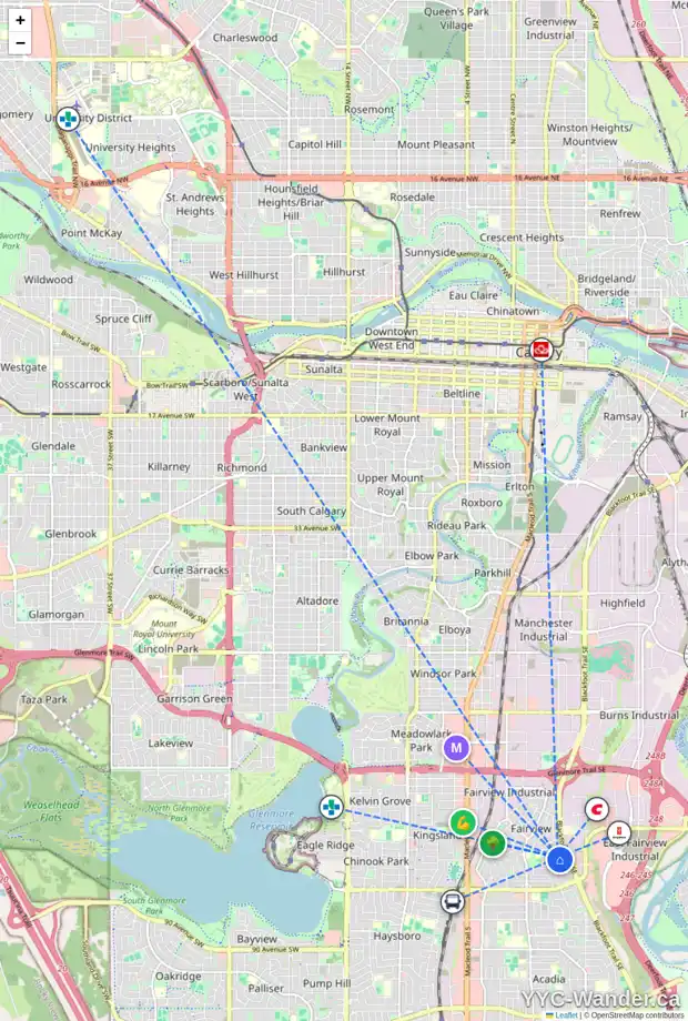 Daily accessibility map for 56 FARNHAM DR SE, Calgary showing nearby schools, grocery stores, parks, LRT stations and nearby amenities