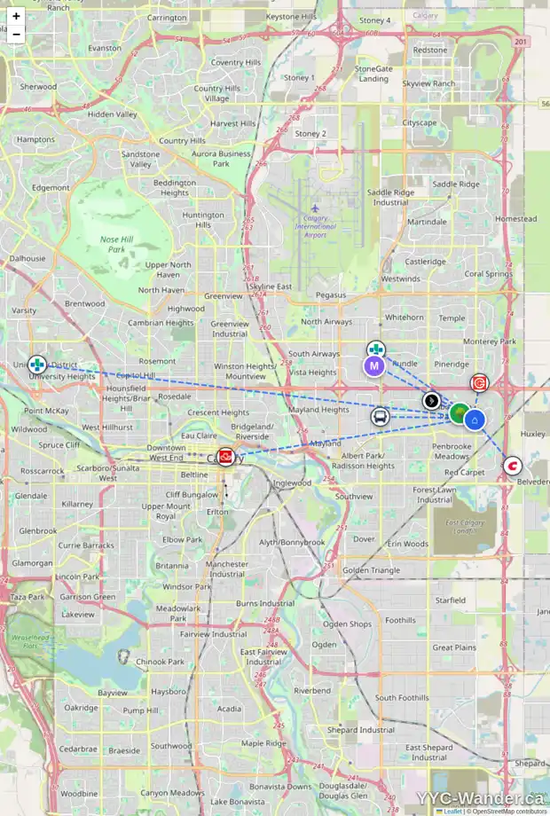Daily accessibility map for 644 MALVERN DR NE, Calgary showing nearby schools, grocery stores, parks, LRT stations and nearby amenities