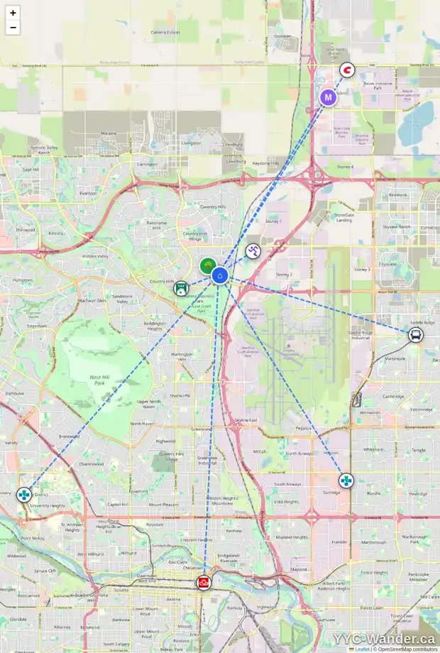 Daily accessibility map for 17 HARVEST GLEN LI NE, Calgary showing nearby schools, grocery stores, parks, LRT stations and nearby amenities