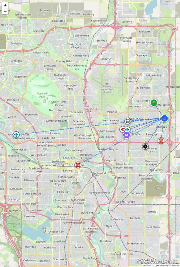Daily accessibility map for 91 SAN FERNANDO CR NE, Calgary showing nearby schools, grocery stores, parks, LRT stations and nearby amenities