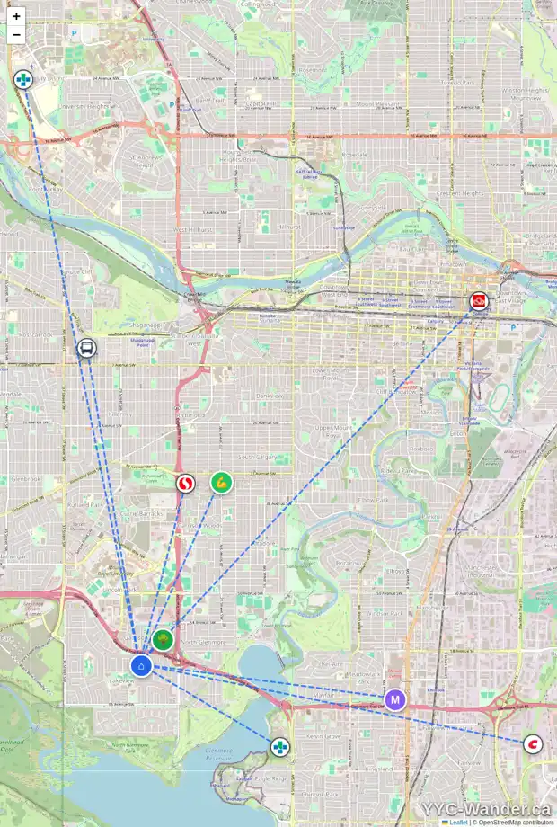 Daily accessibility map for 2925 LATHOM CR SW, Calgary showing nearby schools, grocery stores, parks, LRT stations and nearby amenities