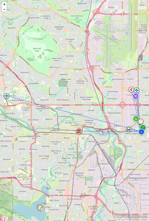 Daily accessibility map for 95 FONDA GR SE, Calgary showing nearby schools, grocery stores, parks, LRT stations and nearby amenities