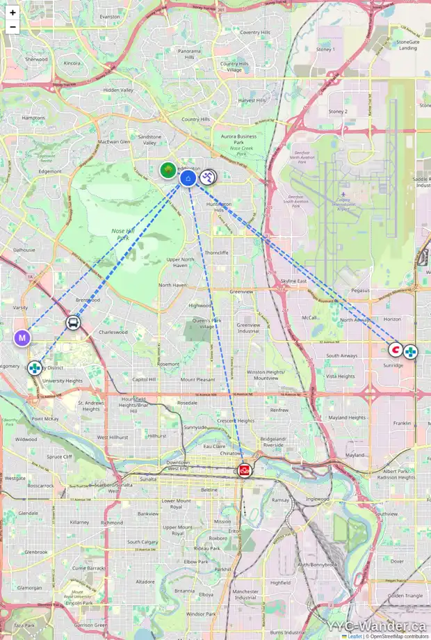 Daily accessibility map for 144 BERKLEY WY NW, Calgary showing nearby schools, grocery stores, parks, LRT stations and nearby amenities
