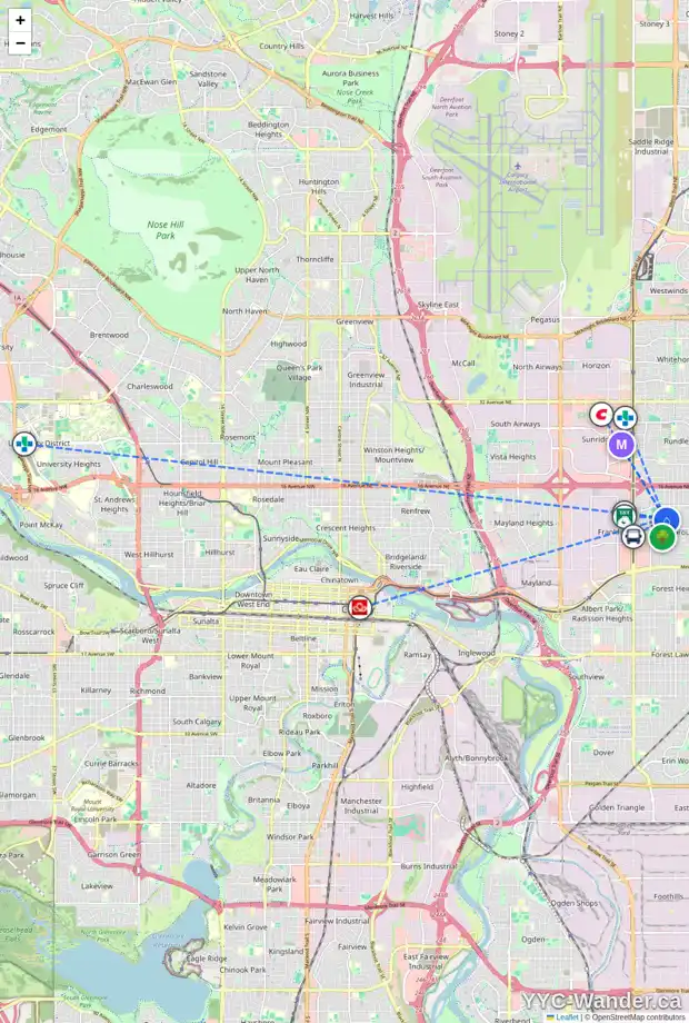 Daily accessibility map for 239 MARGATE CL NE, Calgary showing nearby schools, grocery stores, parks, LRT stations and nearby amenities