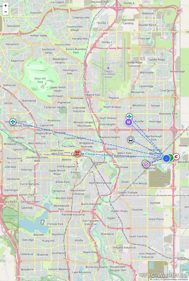 Daily accessibility map for 63 APPLEWOOD DR SE, Calgary showing nearby schools, grocery stores, parks, LRT stations and nearby amenities