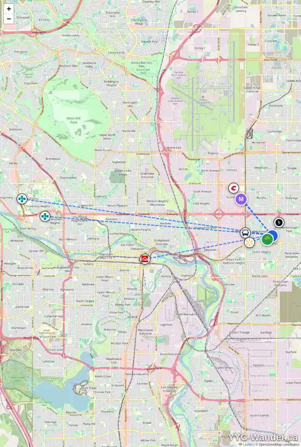 Daily accessibility map for 5108 MARIAN RD NE, Calgary showing nearby schools, grocery stores, parks, LRT stations and nearby amenities