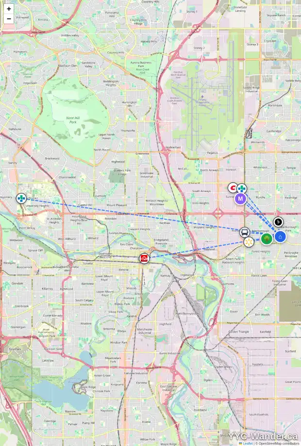Daily accessibility map for 112 MAIDSTONE WY NE, Calgary showing nearby schools, grocery stores, parks, LRT stations and nearby amenities