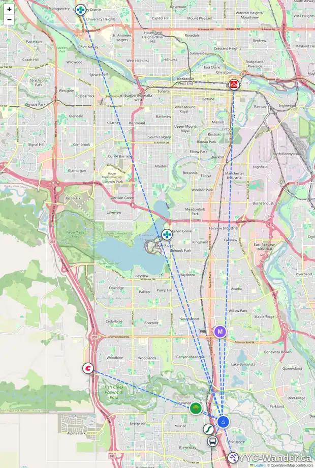 Daily accessibility map for 263 MIDLAWN CL SE, Calgary showing nearby schools, grocery stores, parks, LRT stations and nearby amenities