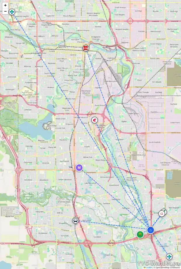 Daily accessibility map for 179 MCKERRELL WY SE, Calgary showing nearby schools, grocery stores, parks, LRT stations and nearby amenities