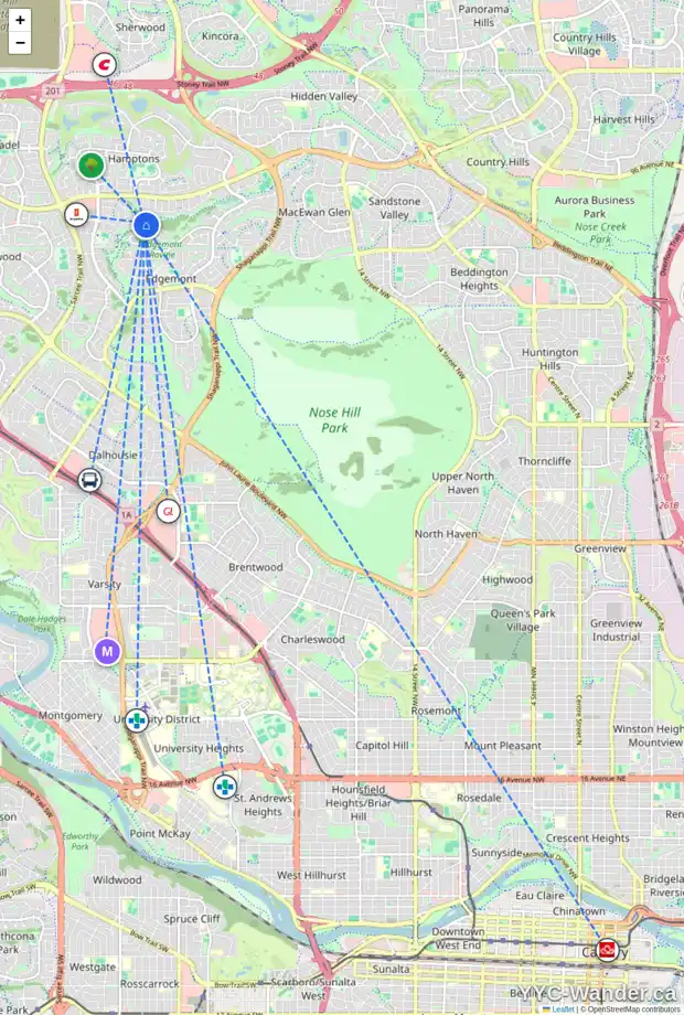 Daily accessibility map for 4235 EDGEVALLEY LD NW, Calgary showing nearby schools, grocery stores, parks, LRT stations and nearby amenities
