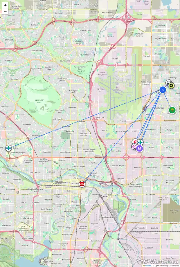 Daily accessibility map for 157 MARTIN CROSSING WY NE, Calgary showing nearby schools, grocery stores, parks, LRT stations and nearby amenities