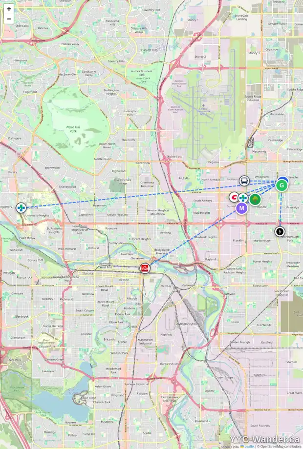 Daily accessibility map for 434 TEMPLEWOOD PL NE, Calgary showing nearby schools, grocery stores, parks, LRT stations and nearby amenities