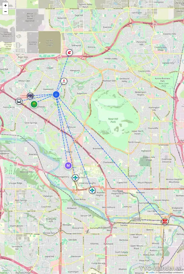Daily accessibility map for 271 HAWKVIEW MANOR CI NW, Calgary showing nearby schools, grocery stores, parks, LRT stations and nearby amenities