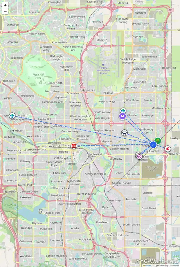 Daily accessibility map for 755 PENBROOKE RD SE, Calgary showing nearby schools, grocery stores, parks, LRT stations and nearby amenities