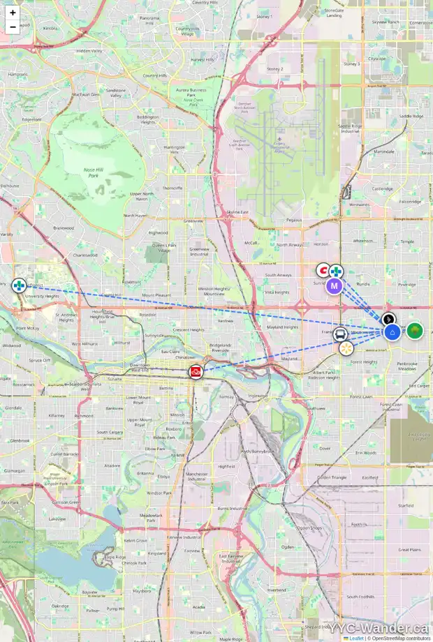 Daily accessibility map for 511 MAIDSTONE DR NE, Calgary showing nearby schools, grocery stores, parks, LRT stations and nearby amenities