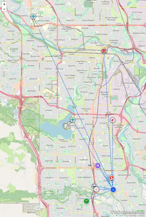 Daily accessibility map for 991 LAKE ARROW WY SE, Calgary showing nearby schools, grocery stores, parks, LRT stations and nearby amenities