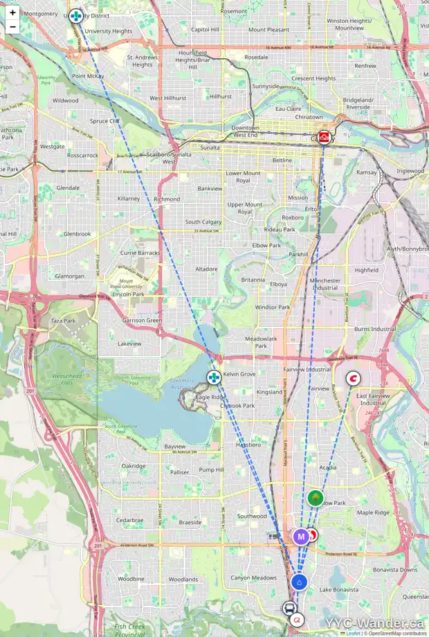 Daily accessibility map for 12232 LAKE FRASER WY SE, Calgary showing nearby schools, grocery stores, parks, LRT stations and nearby amenities