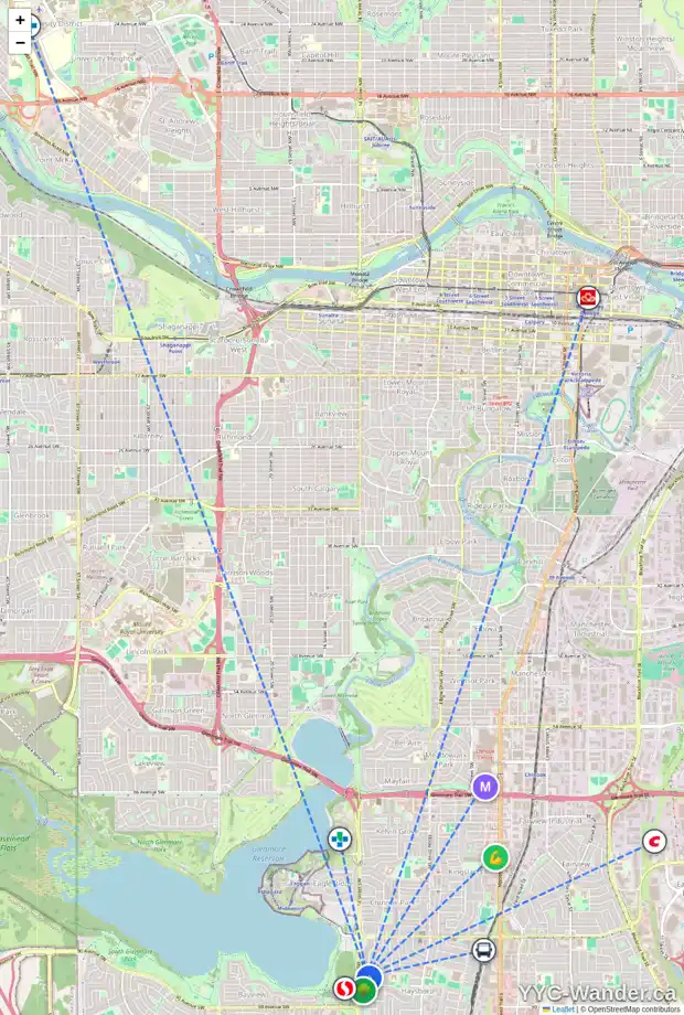 Daily accessibility map for 99 HAYSBORO CR SW, Calgary showing nearby schools, grocery stores, parks, LRT stations and nearby amenities