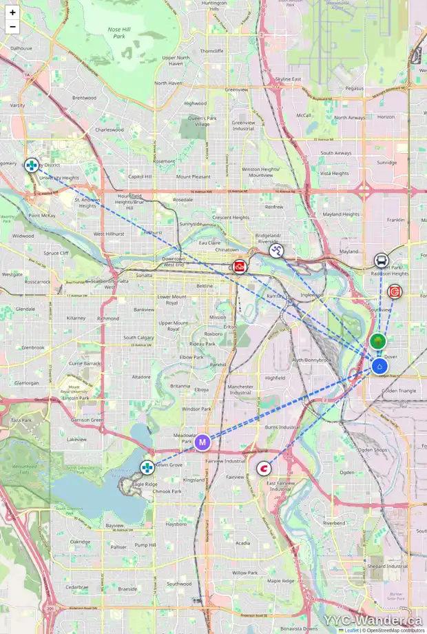 Daily accessibility map for 2819 DOVER RIDGE DR SE, Calgary showing nearby schools, grocery stores, parks, LRT stations and nearby amenities