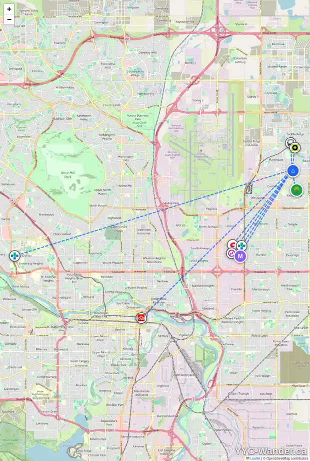 Daily accessibility map for 6 MARTINDALE ME NE, Calgary showing nearby schools, grocery stores, parks, LRT stations and nearby amenities