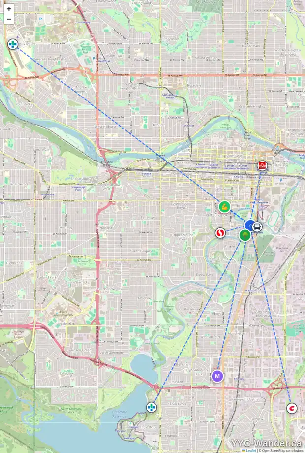 Daily accessibility map for 409 60 24 AV SW, Calgary showing nearby schools, grocery stores, parks, LRT stations and nearby amenities