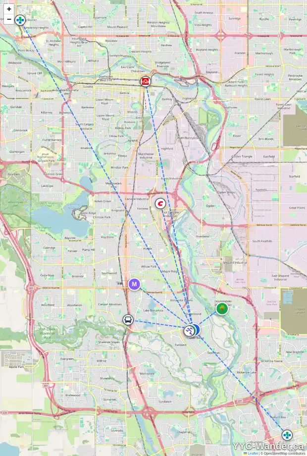Daily accessibility map for 144 DEERVIEW WY SE, Calgary showing nearby schools, grocery stores, parks, LRT stations and nearby amenities