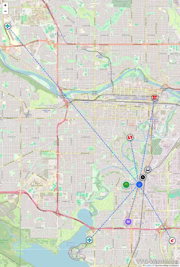 Daily accessibility map for 1602 4637 MACLEOD TR SW, Calgary showing nearby schools, grocery stores, parks, LRT stations and nearby amenities